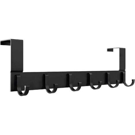 Perchero para puerta, de acero inoxidable negro, con 6 ganchos para dormitorio, baño, cocina, puerta, 6 unidades