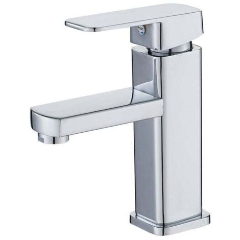 Grifo de lavabo de baño, grifo de agua fría y caliente (1/4)