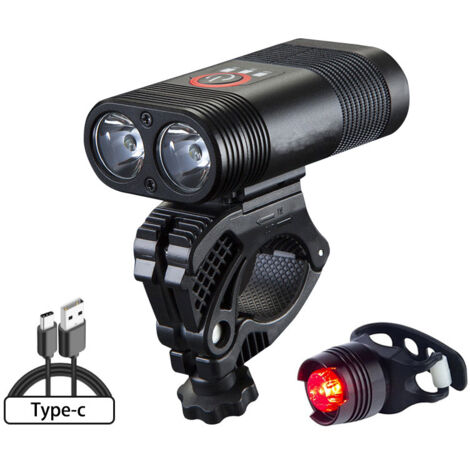 Luz de bicicleta de aleación de aluminio - Linterna impermeable para bicicleta, luz nocturna recargable tipo C