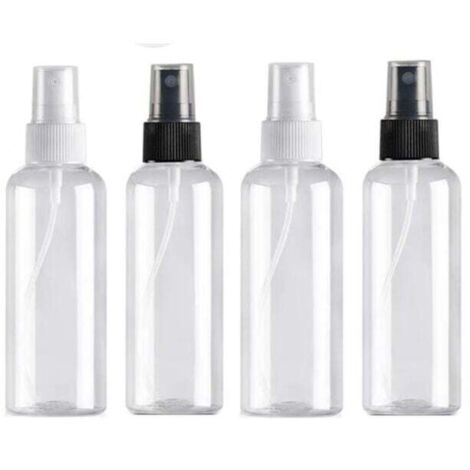 botellas de spray de 100 ml, vacías, de plástico, reutilizables, transparentes, para viaje, con atomizador de bolsillo, para cosméticos. (1/4)