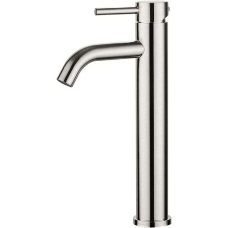 Grifo para lavabo ZVD, mezclador para lavabo alto con caño alto y conexión de agua fría y caliente, color gris. (1/4)
