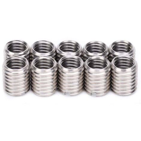 10 piezas de manguito de reparación de rosca de tuerca de inserción, herramienta de conversión reductora de tornillo de buje roscado M8 hembra M10 macho