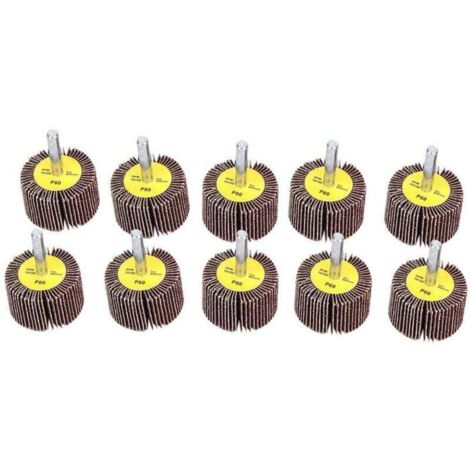 10 discos abrasivos de láminas para pulir, disco de lija con vástago de 6 mm para lijar, taladrar y pulir madera. (1/4)