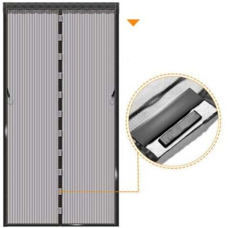 Cortina magnética antimosquitos ZVD de 80 x 200 cm (tiras negras, velcro y clavos) (1/4)