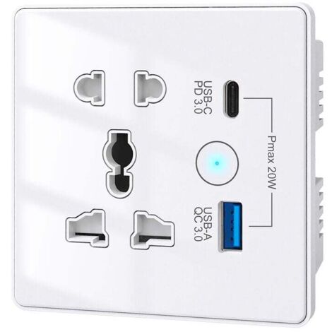 Enchufe inteligente ZVD (5 tomas + 2 puertos USB) compatible con Alexa, aplicación y control por voz, compatible con enchufes de EE. UU., UE y Reino Unido, requiere concentrador, 10 A