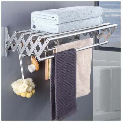 Tendedero de pared extensible para uso en interiores y exteriores, lavandería, baño y balcón (60 cm)