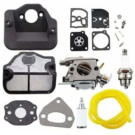 Kit de reparación de carburador con filtro de aire, bujía y diafragma para motosierras Husqvarna 36, 41, 136, 137, 141, 142, 137E, 142E, sustituye a Zama modelo C1Q-W29E. (1/4)