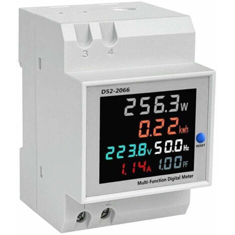 Pantalla de consumo de energía D52-2066 Medidor de electricidad fase hogar inteligente medidor de vatios-hora tipo riel guía 220V voltaje corriente potencia frecuencia factor contador medidor AC40-300 (1/4)