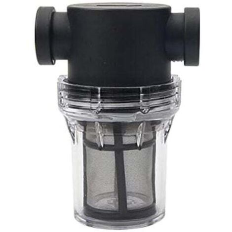Filtro de bomba de agua de tubería de 3/4 de pulgada con malla de acero inoxidable de 100 mallas, filtro de malla en línea para riego de jardín (negro)
