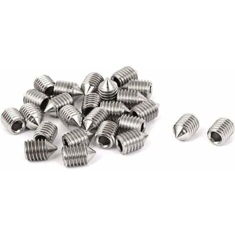 ZVD - Juego de 16 tornillos prisioneros cónicos de 5 mm de longitud, con roscas métricas de varios tamaños: M3, M4, M5 y M6. Juego de tornillos prisioneros hexagonales de acero inoxidable A2.