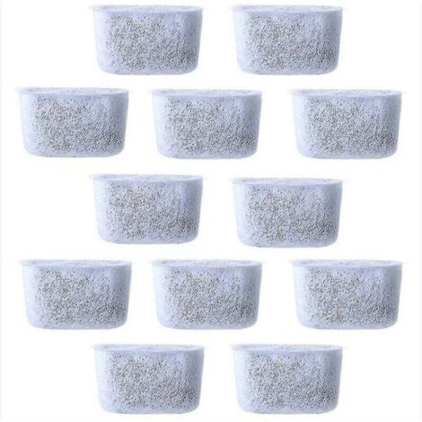 12 filtros de agua de carbón de repuesto, filtros de vellón para cafeteras (1/4)