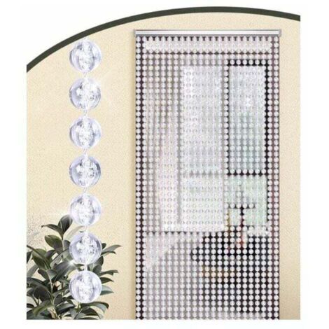 Cortina de puerta transparente con cuentas, 80 x 180 cm
