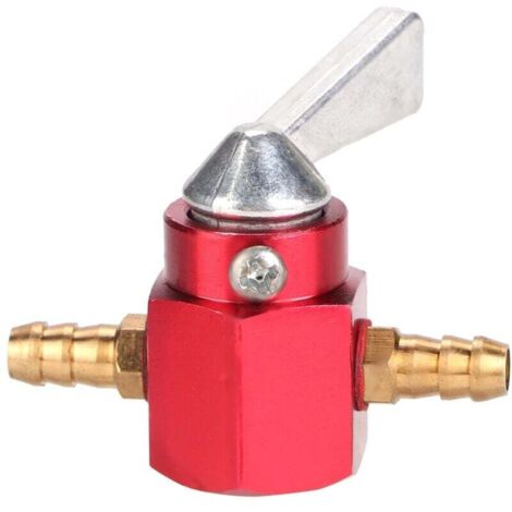 Interruptor de llave de purga de combustible en línea de aluminio CNC de 6 mm, rojo, para cuatrimoto, todoterreno (rojo) (1/4)