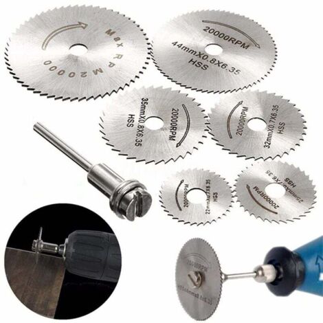 ZVD-6 discos de corte para herramientas rotativas HSS, mini hojas de sierra circular con mandril de 3,2 mm para cortar madera, plástico y metal. (1/4)