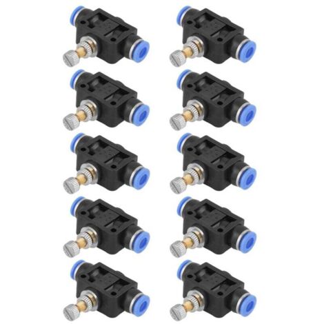 Válvula de mariposa de empuje ZVD-10 piezas, regulador de velocidad, válvula de control neumática, conector rápido de 6 mm (1/4)