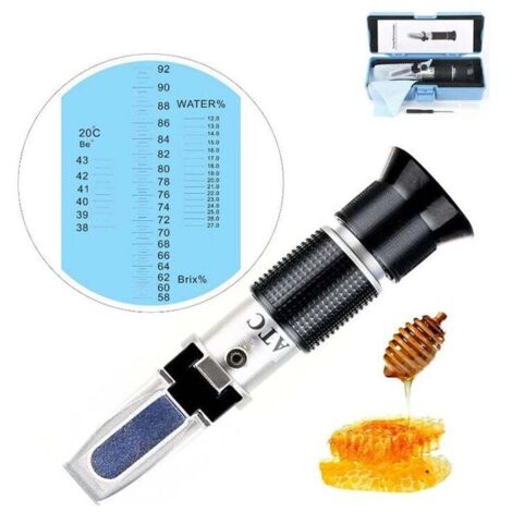 Refractómetro de miel HHTEC Beekeeper 58-90% Brix 10-33% Humedad del agua Azúcar para determinar el contenido de azúcar de la miel, aceite vegetal, jarabe, melaza (1/4)