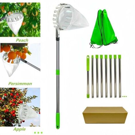 Recolector de frutas telescópico ZVD-3M, recolector de frutas desmontable, recolector de frutas telescópico, pértiga telescópica para recoger frutas, recolector de cerezas, recolector de manzanas, (1/4)