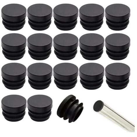 Tapas negras para sillas, 16 mm, 32 piezas, tapas de plástico para sillas, tapas redondas, tapas para tubos de sillas, tapas para patas de sillas, protectores para patas de sillas (1/4)