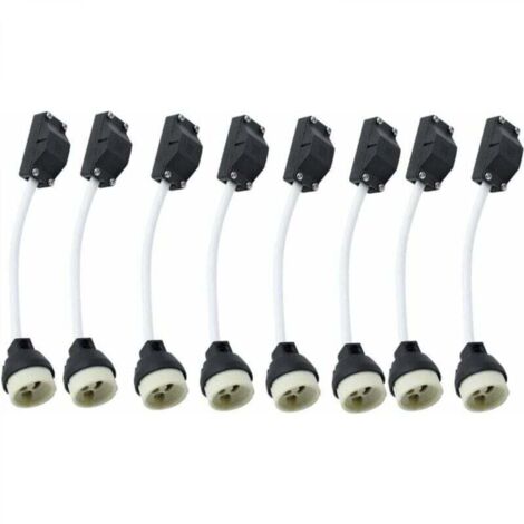 ZVD - 8 portalámparas cerámicos Gu10 con conector de cable, 2 A, 250 V, adaptador de base con cable aislado