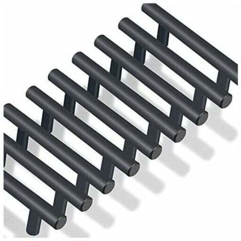 ZVD-20 tiradores en forma de T para puertas de armarios de cocina, cajones, dormitorios, muebles, distancia entre ejes de 64 mm, color negro (1/4)