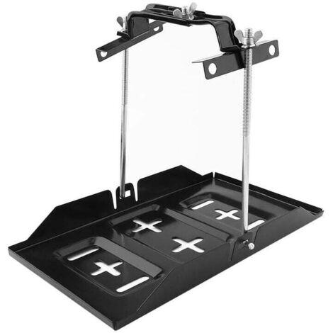 Bandeja para batería de coche ZVD, soporte para batería de coche con abrazadera metálica ajustable para automóvil y barco (1/4)