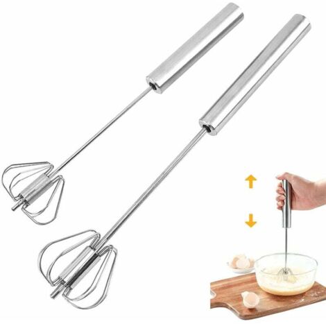 Batidor de huevos ZVD-2, batidor manual semiautomático multifuncional de acero inoxidable, espumador de leche, batidor giratorio para utensilios de cocina (35 cm + 25 cm) (1/4)
