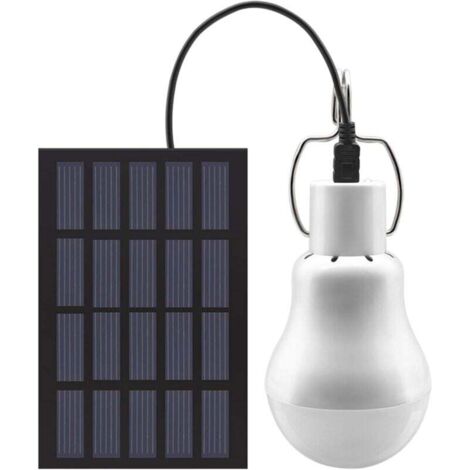 ZVD - Bombilla LED solar portátil con panel solar para jardín, patio, interior, exterior, senderismo, camping, tienda de campaña y pesca.