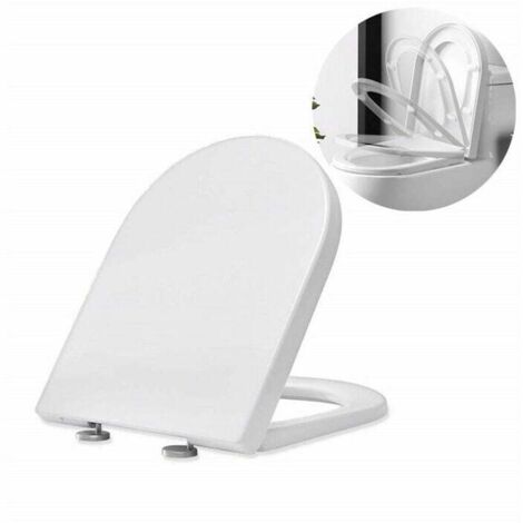 Asiento de inodoro ZVD con cierre suave, tapa de inodoro UF blanca para baño. (1/4)