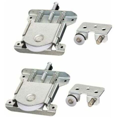 ZVD- Juego de 2 piezas para puerta de armario corredera, ruedas, rodillos, guías con tope de amortiguación, capacidad de carga 20 kg (1/4)