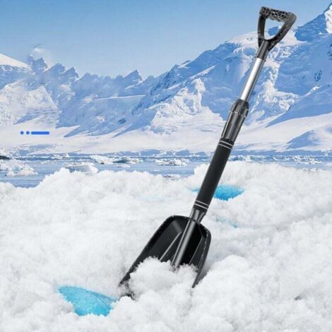 Pala de nieve retráctil de aluminio ligero ZVD, portátil y plegable, para quitar hielo y nieve.