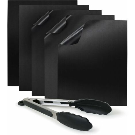 Bandejas de teflón para hornear barbacoa ZVD (paquete de 5) - Tapetes antiadherentes para barbacoa, parrilla y horno (5 rectangulares de 40 x 30 cm)
