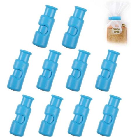 Paquete de 10 clips para bolsas de congelador, reutilizables, para alimentos y refrigerios abiertos, azules (1/4)