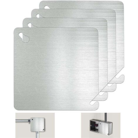Juego de 4 placas protectoras de caja eléctrica de metal, tapa ciega cuadrada de 4 x 4 pulgadas, tapa metálica para cajas eléctricas, placa de cubierta para cajas eléctricas, placa de cubierta para ca