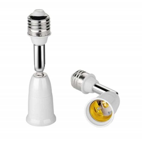 Adaptador de extensión de portalámparas ZVD-2 de 180 grados E26/E27, base mediana ajustable E26/E27 a E26/E27