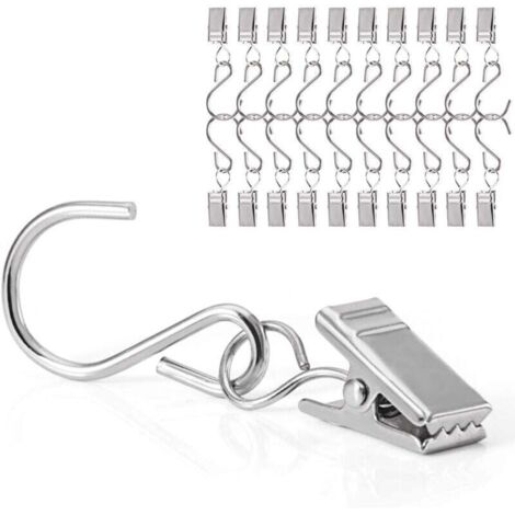 ZVD-40 Anillas para Cortinas con Clips de Acero Inoxidable, Ideales para Colgar Cortinas y Decoraciones (1/4)