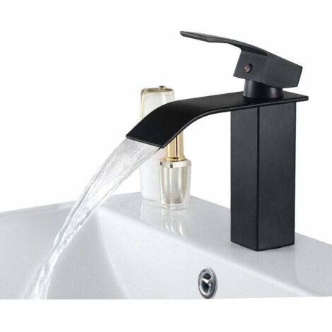 ZVD- NOIR Grifo de lavabo cascada de latón mezclador para baño de diseño moderno (1/4)
