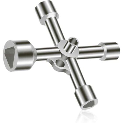 Llave triangular ZVD de 4 vías, 5 tamaños, diámetro interior: 7 mm, 10 mm, 12 mm, 13 mm y 18 mm, llave de uso general para cajas eléctricas, medidores de gas y agua, y cajas de gabinetes. (1/4)