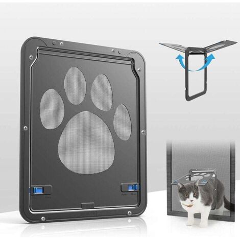 ZVD - Pack de 2 puertas mosquiteras para mascotas (dimensiones interiores: 20 x 26 cm), puerta para gatos con laterales con cerradura, apta para gatos y perros pequeños (1/4)