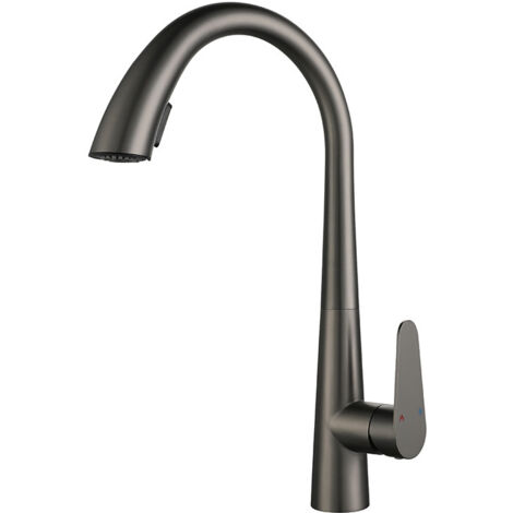Grifo de cocina extraíble en acero inoxidable 304, rotación de 360°, color gris (1/5)
