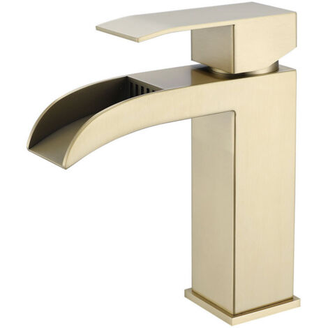 Grifo de lavabo empotrado en acero inoxidable 304, revestimiento PVD, oro cepillado