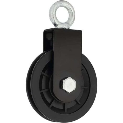 Polea de ejercicio de nailon silenciosa de 9 cm con soporte metálico para equipos de gimnasio - Polea de levantamiento de pesas - Rodamiento único (1/4)