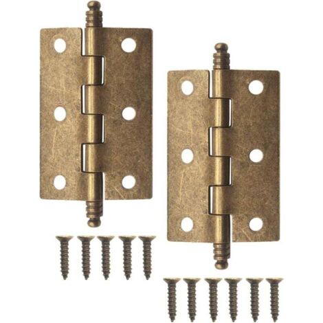 Juego de 10 bisagras antiguas de metal, bisagras de hierro, diseño clásico, para armarios, puertas, arcones, latas, estilo vintage, casa de campo retro, 84 x 40 mm, bronce