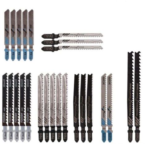 Paquete de 25 hojas de sierra de calar T118A / T144D / T101B/T123X / T101AO/T127D / T345XF para cortar metal, madera y plástico - Para Bosch, Black & Decker, Makita, Dewalt - Versailles (1/4)