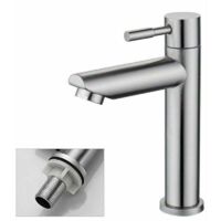 Grifo de agua fría para baño, solo para lavabo, acabado cromado, resistente grifo de cobre para lavabo, cartucho aireador extraíble para facilitar la limpieza o el reemplazo.