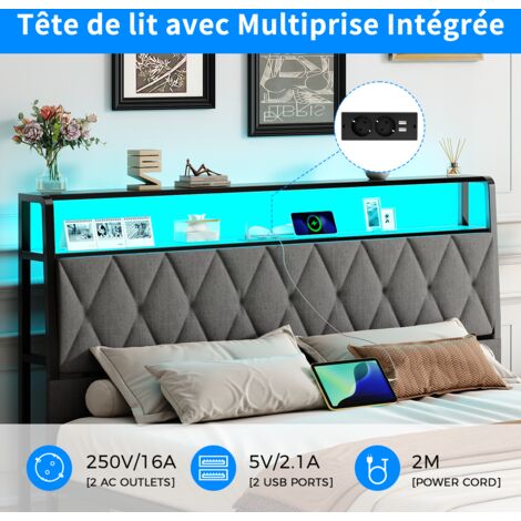 vounot® Cadre de Lit 160 x 200 cm en Métal Robuste avec Sommier à