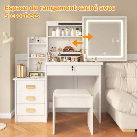 YITAHOME Coiffeuse avec Miroir LED, Coiffeuse avec éclairage réglable
