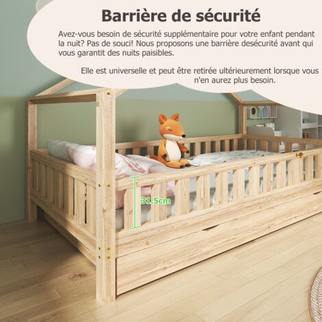 Lit Cabane 90x190 Avec Barriere Amovible