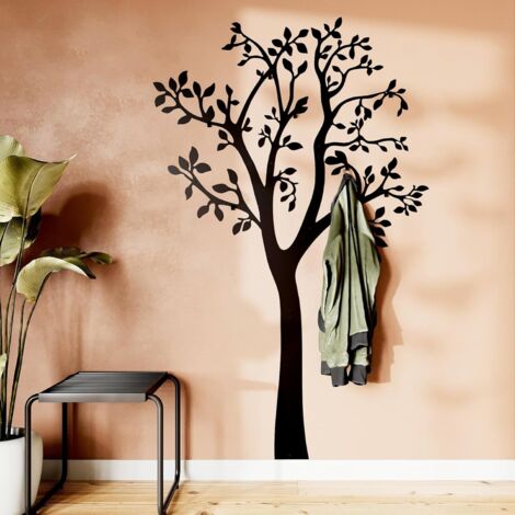 Garderobe baum wandgarderobe  Garderobenpaneel schwarz metall  Flurgarderobe schmal hängend  Garderobenpaneel wandpaneele 175107cm  Wand garderobe design flur modern  Garderobenleiste
