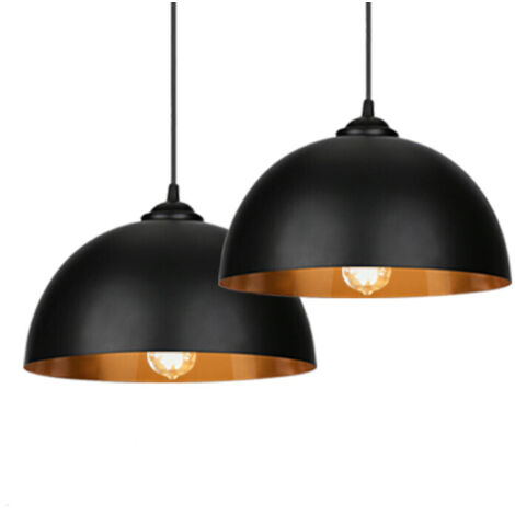 SWANEW Pendelleuchte 2er Set - LED/Ø30cm/E27, Eisen, Schwarz-Gold - Deckenleuchte, Hängeleuchte, Hängelampe, Industrial/Vintage Design für Esszimmer