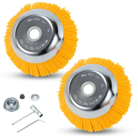 SWANEW Unkrautbürste 2er Nylon Freischneideraufsatz 25,4x200mm Nylonbürste Für Stihl Motorsense Freischneider
